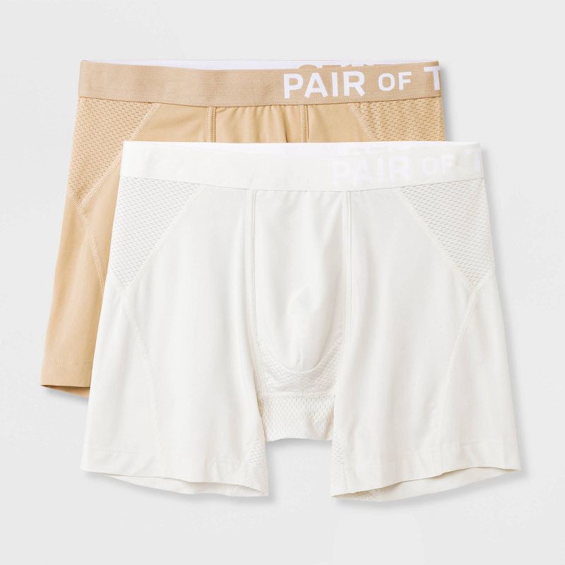 slide 1 of 4, Pair of Thieves Men's SuperCool Boxer Briefs 2pk - Neutral L: Knit Polyester Spandex, Solid Pattern, 2 ct