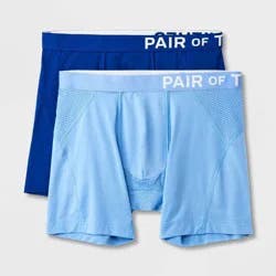 Pair of Thieves Men's SuperCool Boxer Briefs 2pk - Navy Blue L: Knit Fabric, Full Waistband Elastic