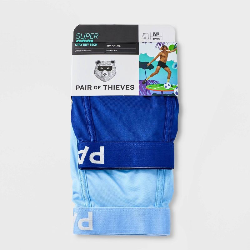 slide 4 of 4, Pair of Thieves Men's SuperCool Boxer Briefs 2pk - Navy Blue XL: Polyester-Spandex Blend, Solid Pattern, Machine Washable, 2 ct