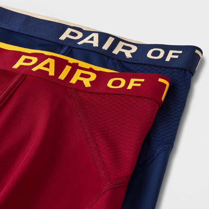 slide 2 of 4, Pair of Thieves Men's SuperCool Long Leg Boxer Briefs 2pk - Red/Blue M: Solid Knit Underwear, Medium, Full Waistband Elastic, 2 ct