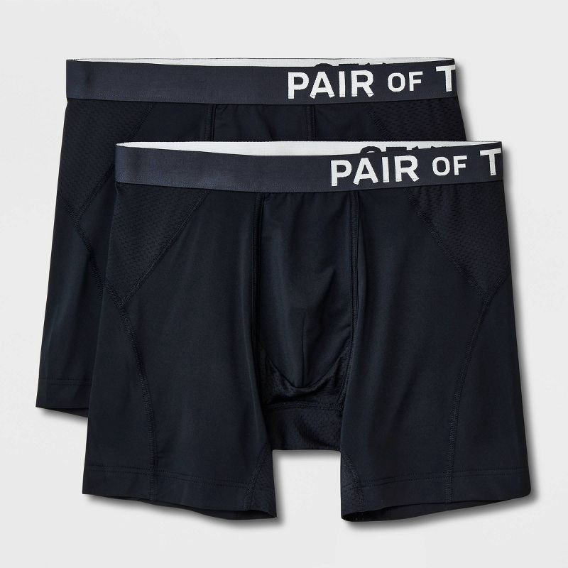 slide 1 of 4, Pair of Thieves Men's SuperCool Boxer Briefs 2pk - Black M: Knit, Regular Rise, Medium Size, 2 ct