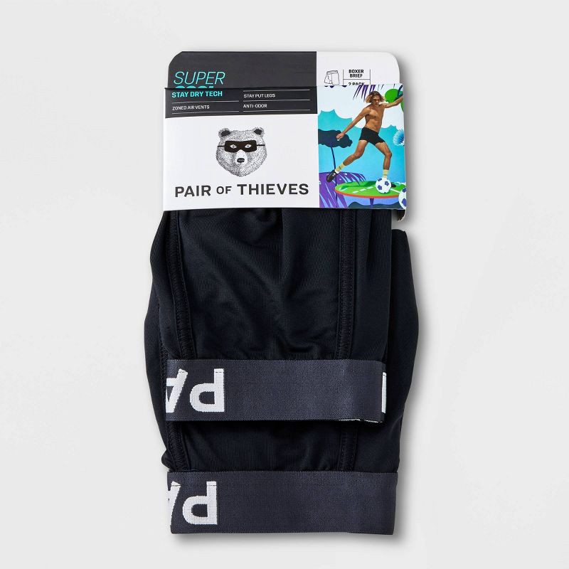 slide 4 of 4, Pair of Thieves Men's SuperCool Boxer Briefs 2pk - Black XL: Polyester & Spandex, Knit, Solid Pattern, 2 ct