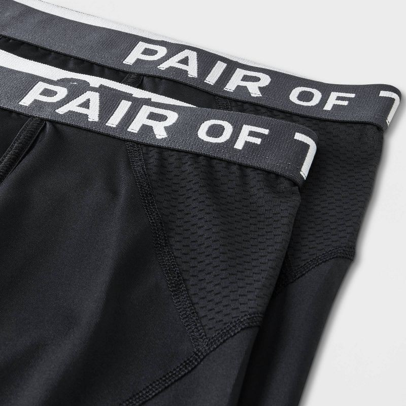 slide 2 of 4, Pair of Thieves Men's SuperCool Long Leg Boxer Briefs 2pk - Black XL: Knit Polyester Spandex, Solid Pattern, 2 ct