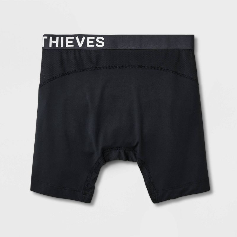 slide 3 of 4, Pair of Thieves Men's SuperCool Long Leg Boxer Briefs 2pk - Black XL: Knit Polyester Spandex, Solid Pattern, 2 ct