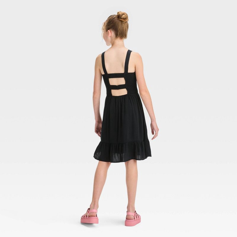 slide 2 of 3, Girls' Back Cut Out Dress - art class Black L, 1 ct