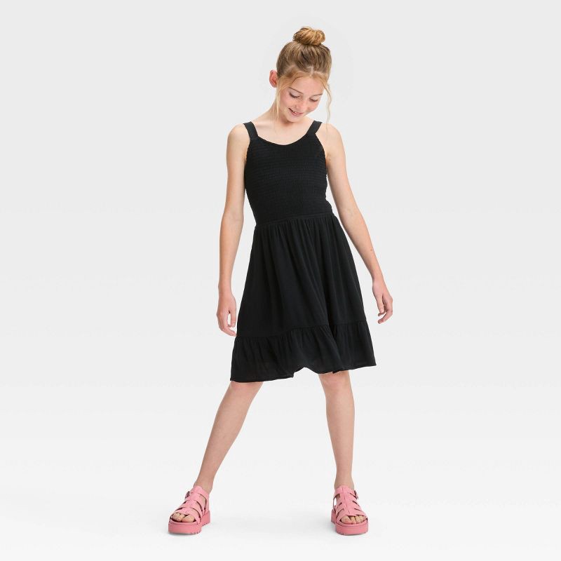 slide 3 of 3, Girls' Back Cut Out Dress - art class Black L, 1 ct