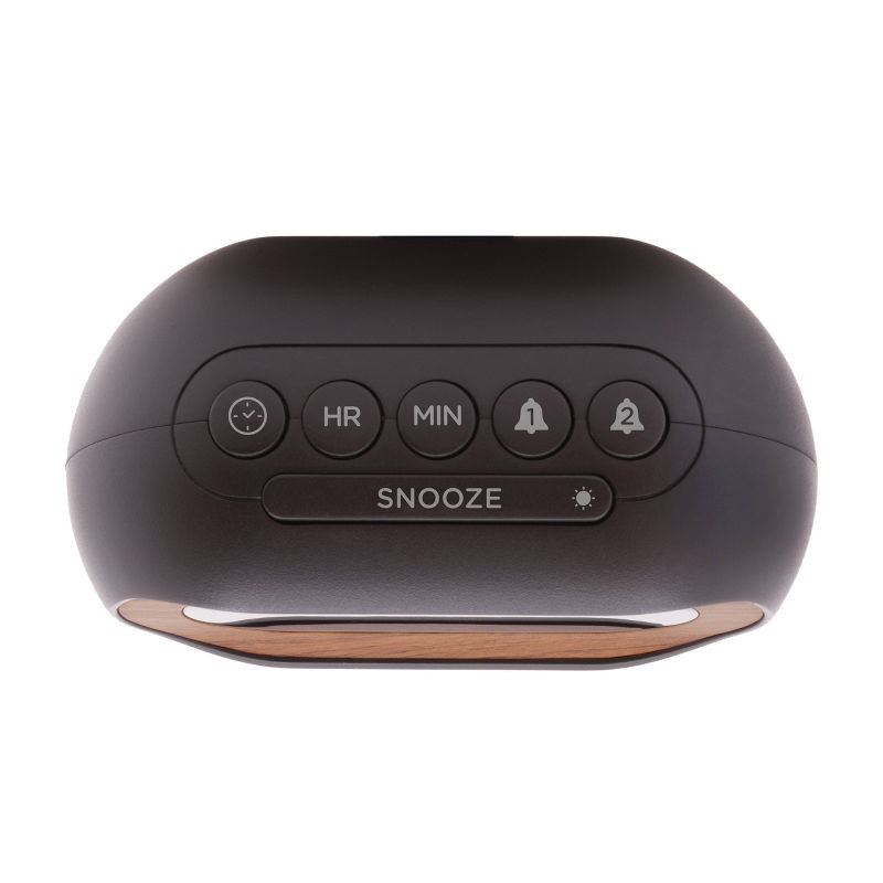 slide 4 of 4, Capsule Alarm Table Clock Black - Capello: LED Display, Wood Accent, Modern Bedroom & Bedside Design, 1 ct