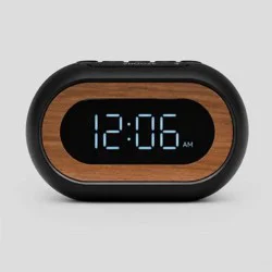 Capsule Alarm Table Clock Black - Capello: LED Display, Wood Accent, Modern Bedroom & Bedside Design