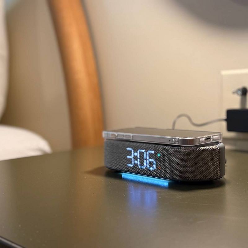 slide 2 of 4, Power Tray Alarm Table Clock Gray - Capello, 1 ct