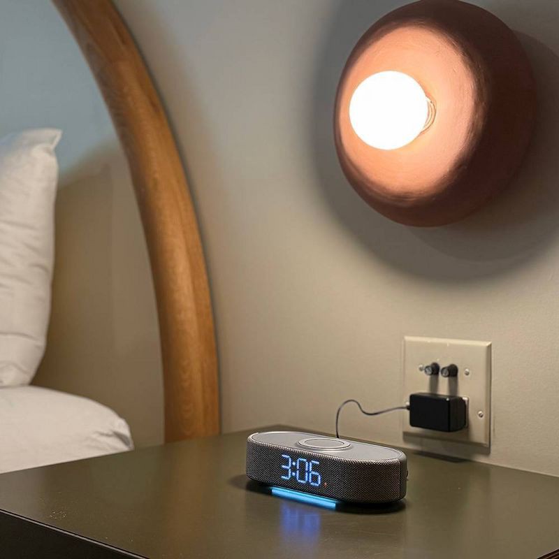 slide 3 of 4, Power Tray Alarm Table Clock Gray - Capello, 1 ct