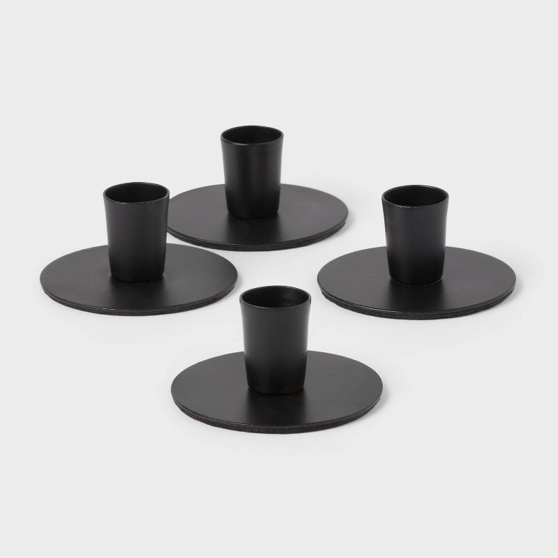 slide 1 of 3, 4pk Small Taper Candle Holders Black - Room Essentials™: Iron Set for Home Decor, Fits 1.5" Candles, 4 ct