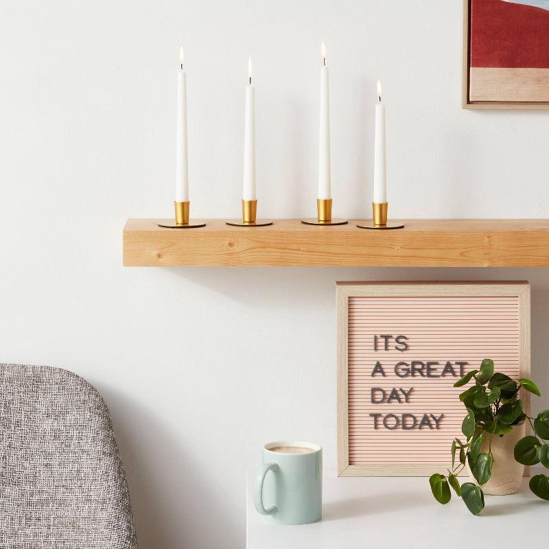 slide 2 of 3, 4pk Small Gold Powder Coated Taper Candle Holders - Room Essentials™, 4 ct