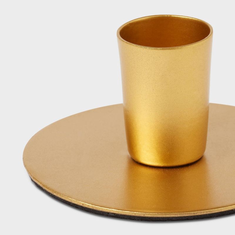 slide 3 of 3, 4pk Small Gold Powder Coated Taper Candle Holders - Room Essentials™, 4 ct