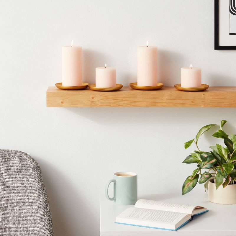 slide 2 of 3, 4pk Small Gold Powder Coated Metal Plates Candle Holders - Room Essentials™, 4 ct