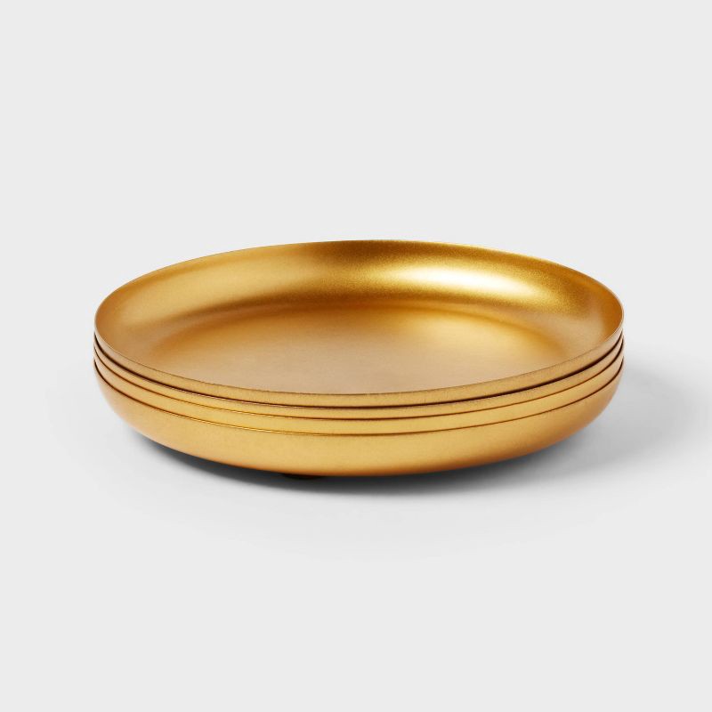slide 3 of 3, 4pk Small Gold Powder Coated Metal Plates Candle Holders - Room Essentials™, 4 ct
