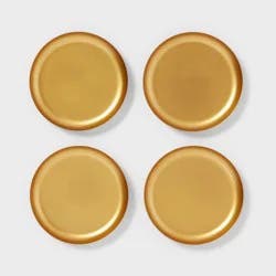 4pk Small Gold Powder Coated Metal Plates Candle Holders - Room Essentials™