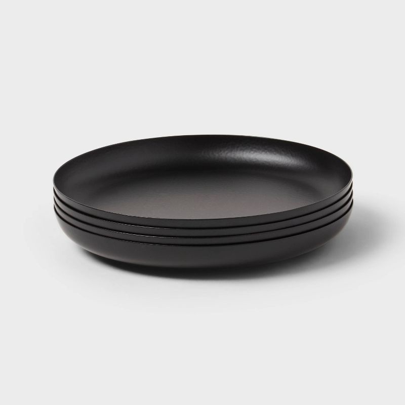 slide 3 of 3, 4pk Small Metal Plates Candle Holders Black - Room Essentials™: Iron Candlestick Set for Modern Decor, 4 ct
