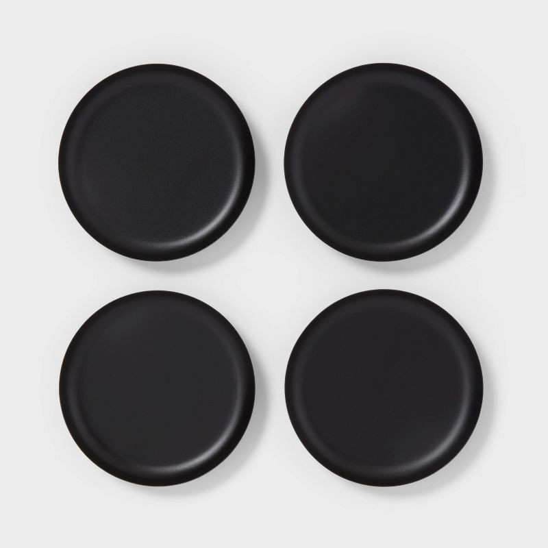 slide 1 of 3, 4pk Small Metal Plates Candle Holders Black - Room Essentials™: Iron Candlestick Set for Modern Decor, 4 ct