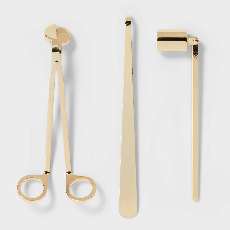 slide 1 of 3, 5.5" Wick Trimmer Snuffer and Wick Pusher Candle Holder Set - Threshold™: Elegant Stainless Steel Tools for Candle Care, 1 ct