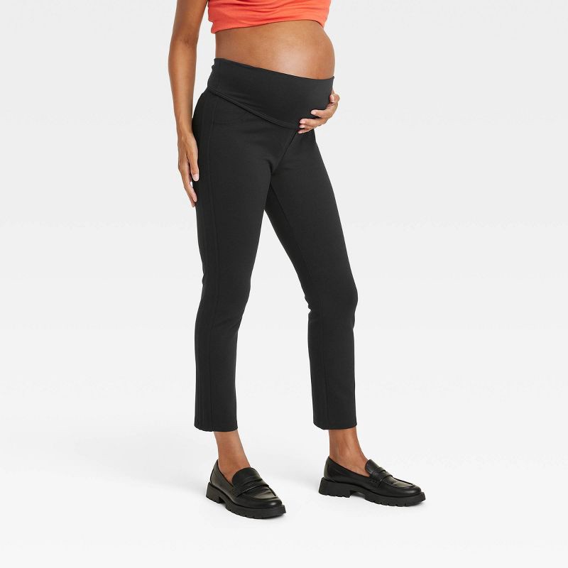 slide 4 of 5, Over Belly Ponte Skinny Maternity Pants - Isabel Maternity by Ingrid & Isabel™ Black S: Midweight Knit, Ultimate Stretch, High Rise, 1 ct