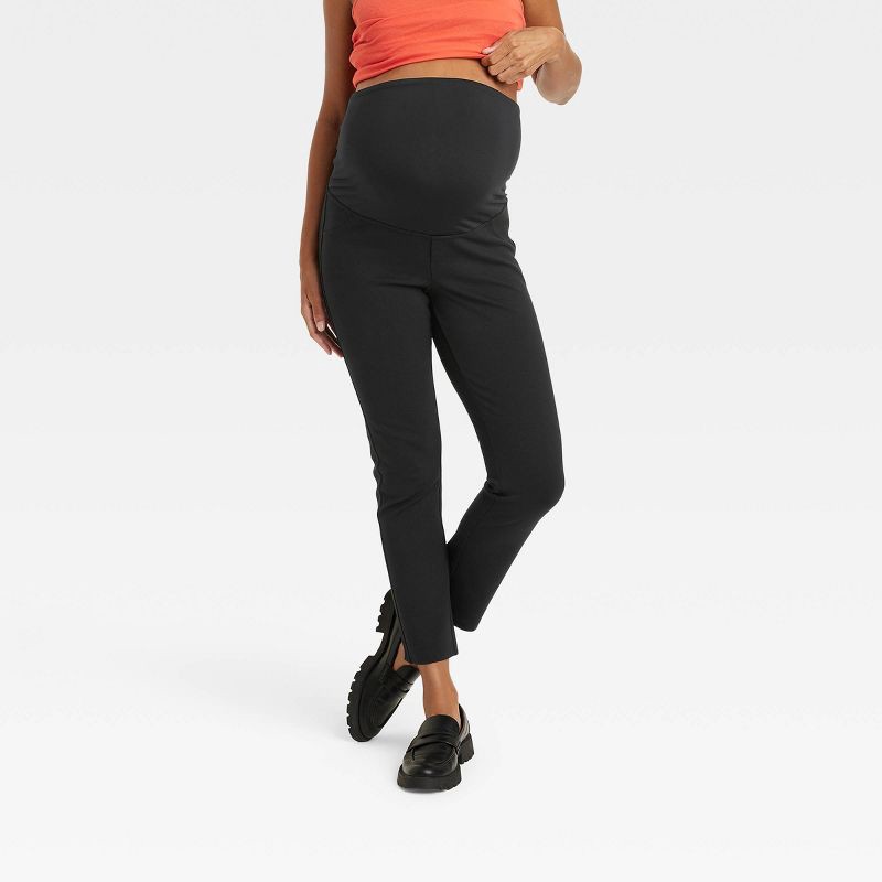 slide 1 of 5, Over Belly Ponte Skinny Maternity Pants - Isabel Maternity by Ingrid & Isabel™ Black S: Midweight Knit, Ultimate Stretch, High Rise, 1 ct