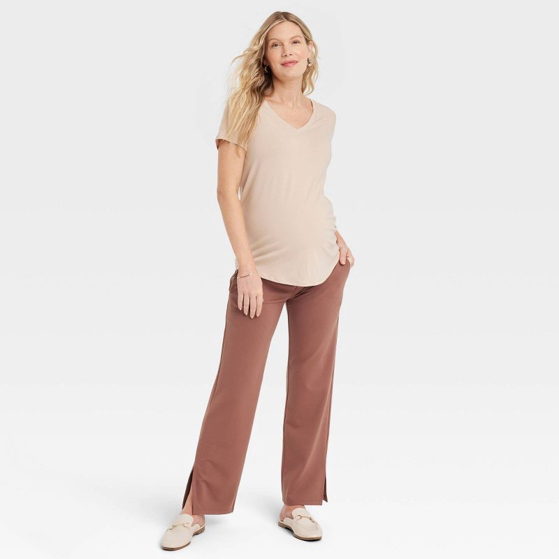 Under Belly Wide Leg Ponte Maternity Pants - Isabel Maternity by Ingrid &  Isabel Brown XXL 1 ct