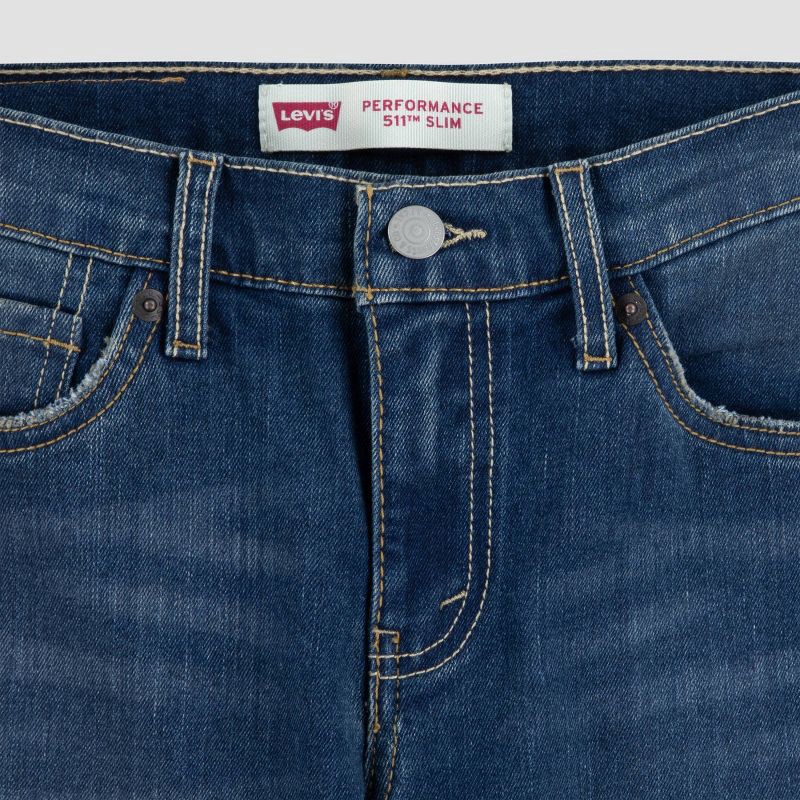 slide 11 of 12, Levi's® Boys' 511 Slim Fit Performance Jeans - Dark Wash 10: Mid Rise, Stretch Denim, Fly Button Closure, 1 ct