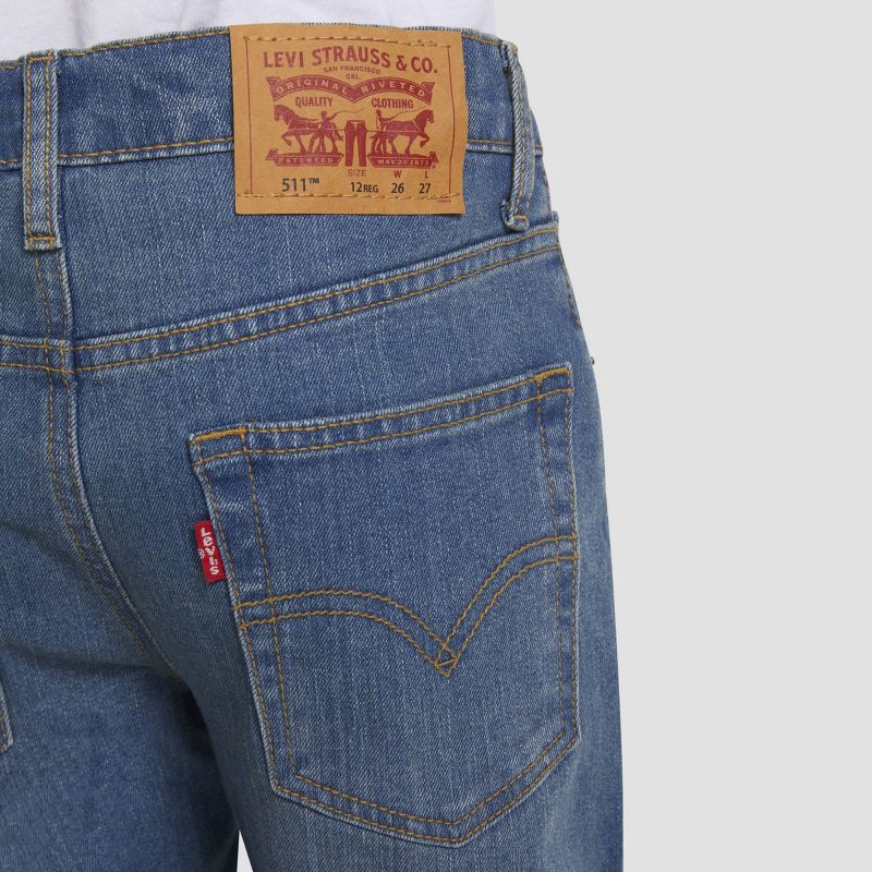 slide 6 of 11, Levi's® Boys' 511 Slim Fit Performance Jeans - Medium Wash 7: Denim, Adjustable Waistband, Mid Rise, 1 ct
