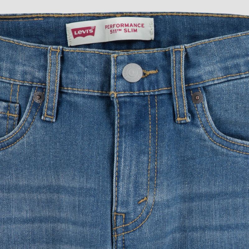 slide 7 of 11, Levi's® Boys' 511 Slim Fit Performance Jeans - Medium Wash 7: Denim, Adjustable Waistband, Mid Rise, 1 ct