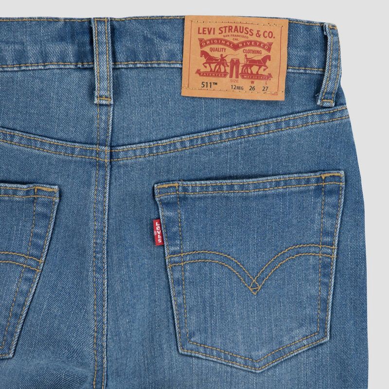 slide 9 of 11, Levi's® Boys' 511 Slim Fit Performance Jeans - Medium Wash 7: Denim, Adjustable Waistband, Mid Rise, 1 ct
