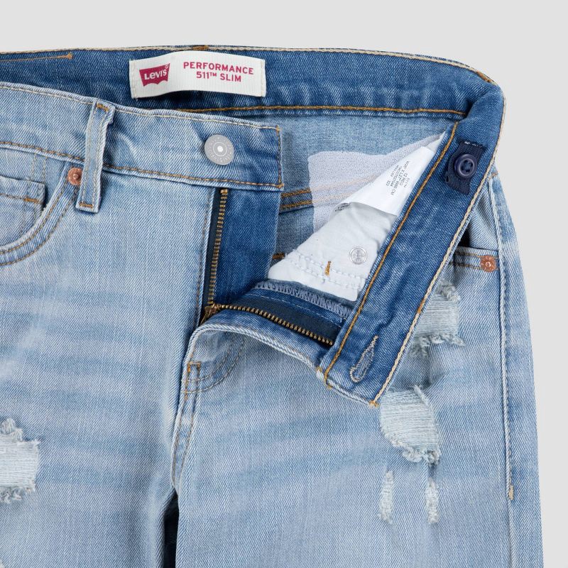 slide 10 of 15, Levi's® Boys' 511 Slim Fit Performance Jeans - Light Wash 7: Midweight Knit, Stretch, Skinny Leg, 1 ct