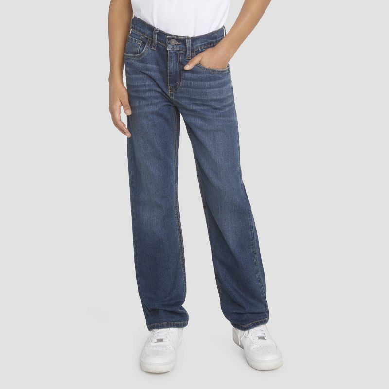 slide 1 of 7, Levi's® Boys' 514 Straight Fit Performance Jeans - Medium Wash 8: Midweight Denim, Stretch, Mid Rise, Fly Button Closure, 1 ct