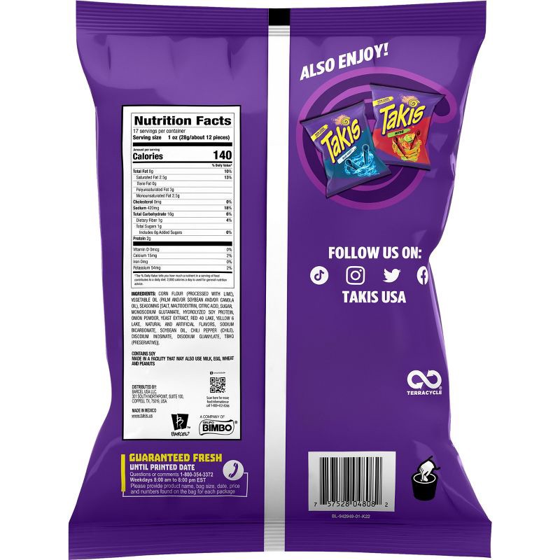 slide 2 of 9, Takis Fuego Tortilla Chips Fiesta Size Bag - 17oz, 17 oz