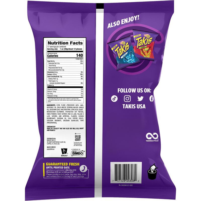 slide 2 of 7, Takis Fuego Tortilla Chips Fiesta Size Bag - 17oz, 17 oz