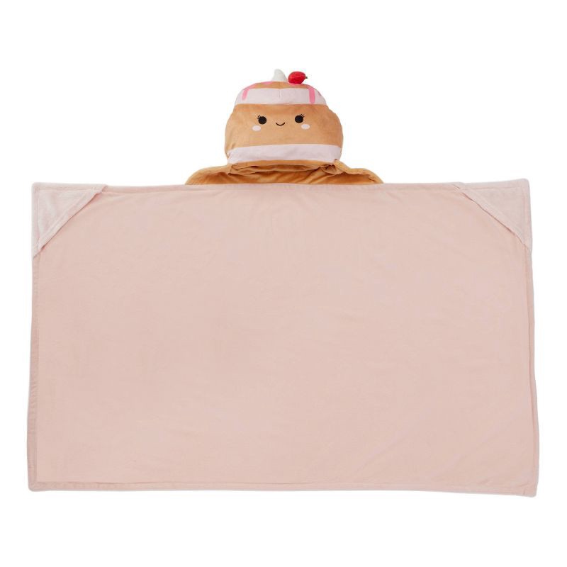 slide 2 of 5, Squishmallows Kids' Hooded Blanket Sawtelle the Strawberry Pancakes, 1 ct