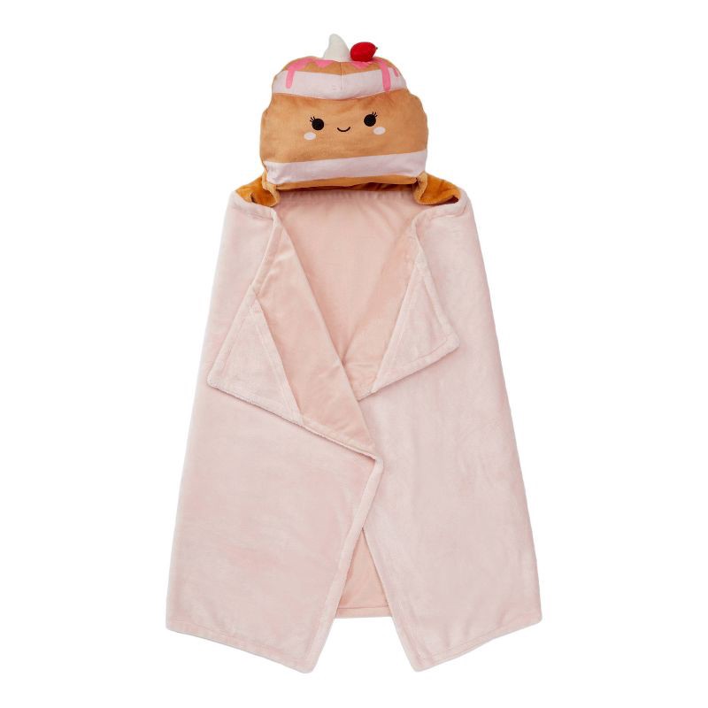 slide 1 of 5, Squishmallows Kids' Hooded Blanket Sawtelle the Strawberry Pancakes, 1 ct