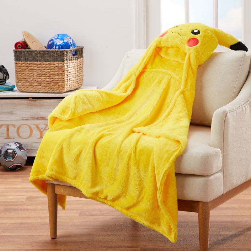 slide 5 of 5, Pokemon Pikachu Kids' Hooded Blanket, 1 ct