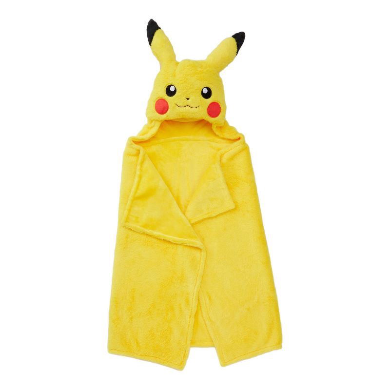 slide 1 of 5, Pokemon Pikachu Kids' Hooded Blanket, 1 ct