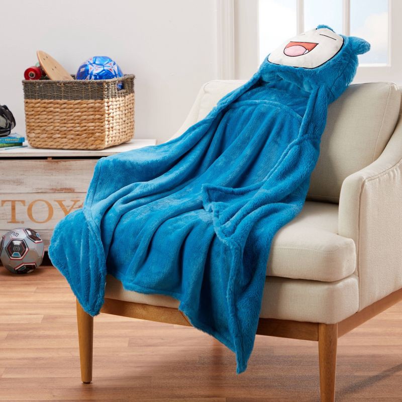 slide 5 of 5, Pokemon Snorlax Kids' Hooded Blanket, 1 ct