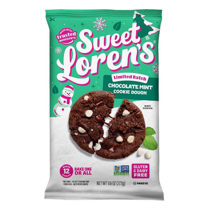slide 1 of 8, Sweet Loren's Chocolate Mint Cookie Dough, Gluten Free & Vegan - 9.6oz/12ct, 9.6 oz; 12 ct