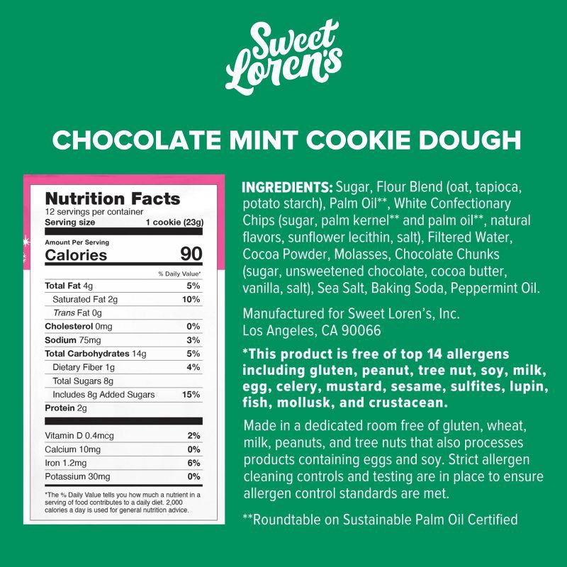 slide 7 of 7, Sweet Loren's Gluten Free Chocolate Mint Cookie Dough - 9.6oz, 9.6 oz