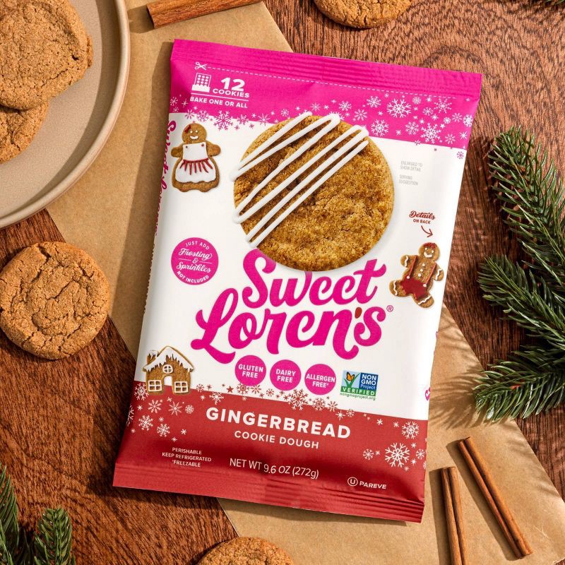 slide 2 of 9, Sweet Loren's Gluten Free Vegan Gingerbread Cookie Dough - 9.6oz/12ct, 12 ct; 9.6 oz