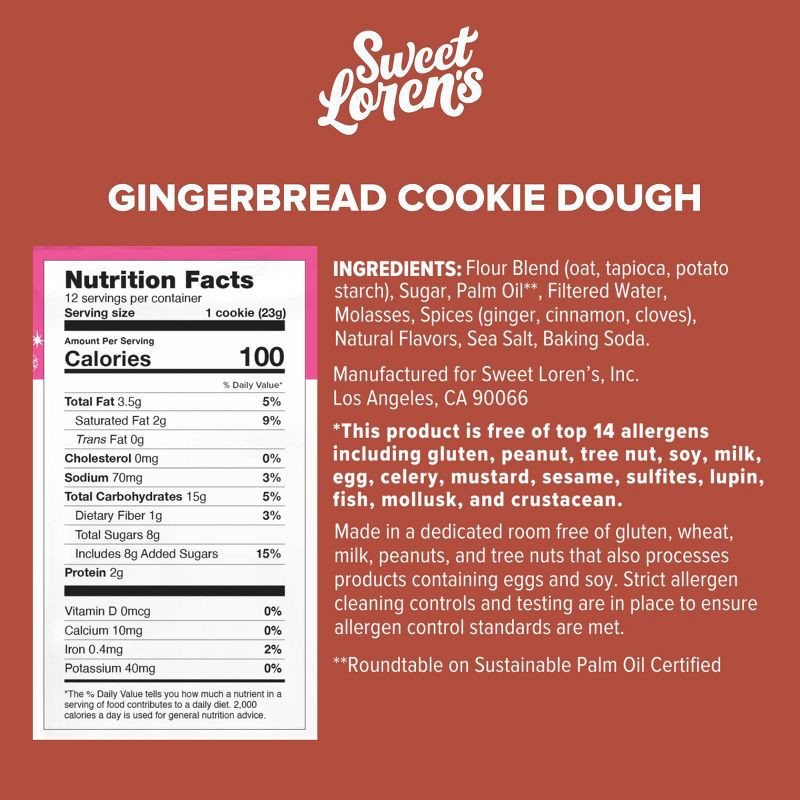 slide 7 of 9, Sweet Loren's Gluten Free Vegan Gingerbread Cookie Dough - 9.6oz/12ct, 12 ct; 9.6 oz