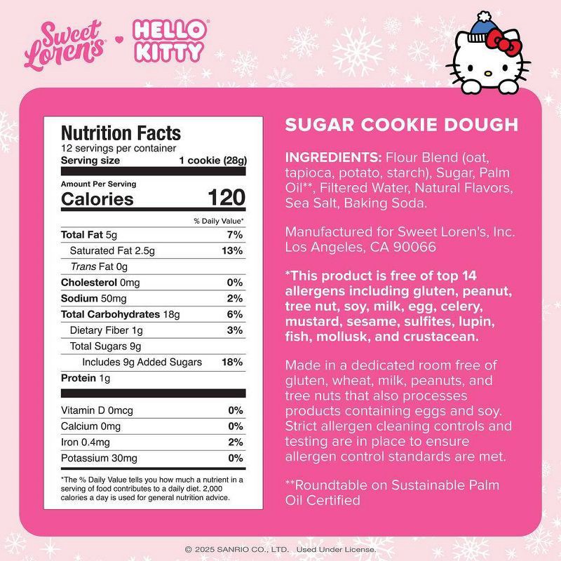 slide 6 of 8, Sweet Loren's Hello Kitty Gluten Free Vegan Sugar Cookie Dough - 12oz/12ct, 12 ct; 12 oz