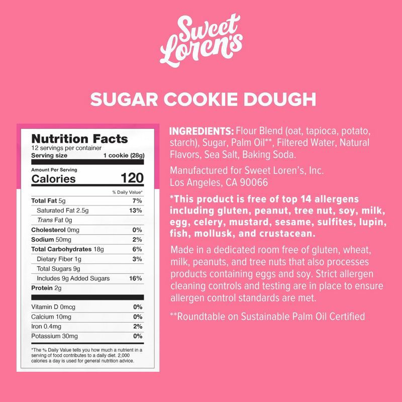 slide 7 of 8, Sweet Loren's Gluten Free Vegan Sugar Cookie Dough - 12oz/12ct, 12 oz