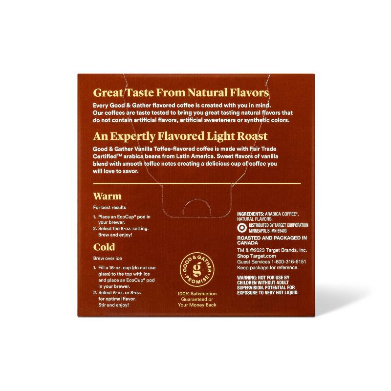 slide 3 of 3, Naturally Flavored Vanilla Toffee with Other Natural Flavors Light Roast Arabica Coffee - 16ct - Good & Gather™, 16 ct