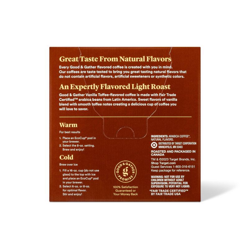 slide 3 of 3, Naturally Flavored Vanilla Toffee with Other Natural Flavors Light Roast Arabica Coffee - 16ct - Good & Gather™, 16 ct
