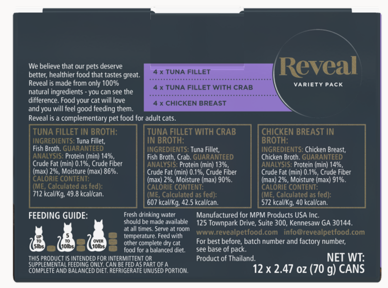 slide 2 of 3, Reveal Natural Wet Cat Food Variety Selection in Broth, 12-Count, 2.47 oz Cans, 12 ct