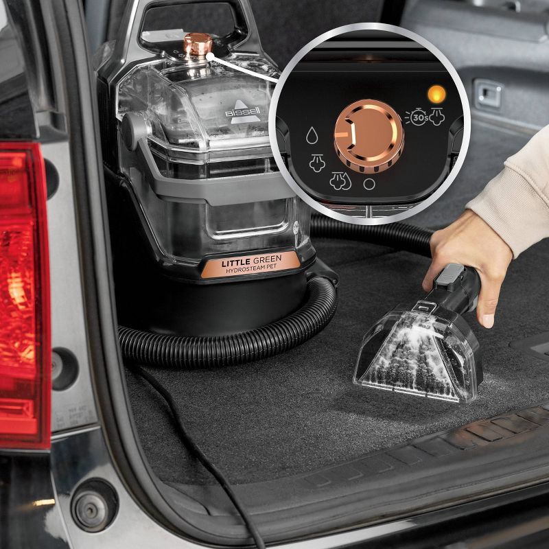 slide 6 of 8, BISSELL Little Green HydroSteam Pet 3605 3" Cleaning Path Black: Portable Carpet Cleaner, Heated Cleaning, Pet Hair Pick Up, 64 oz Tank, 64 oz