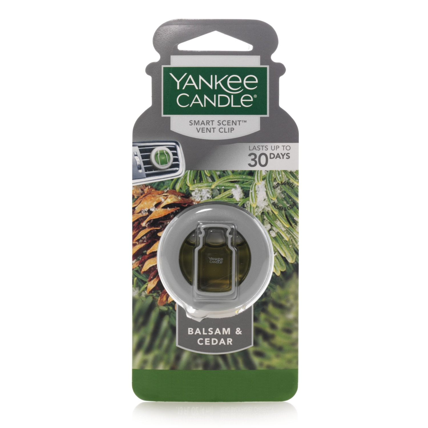 slide 1 of 2, Yankee Candle Smart Scent Vent Clip Balsam & Cedar Air Freshener 0.13 fl oz, 0.13 fl oz